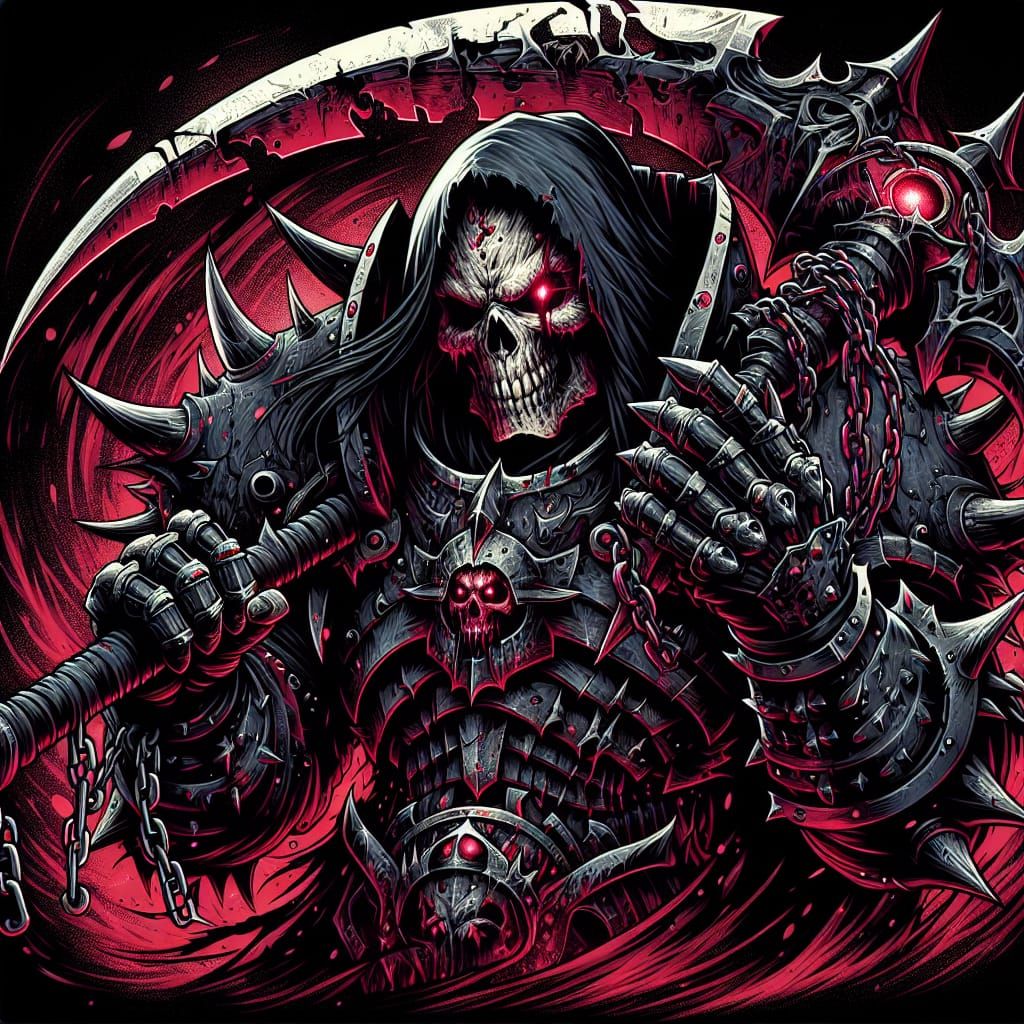 Intimidating Skeleton Warrior in Dark Fantasy Style