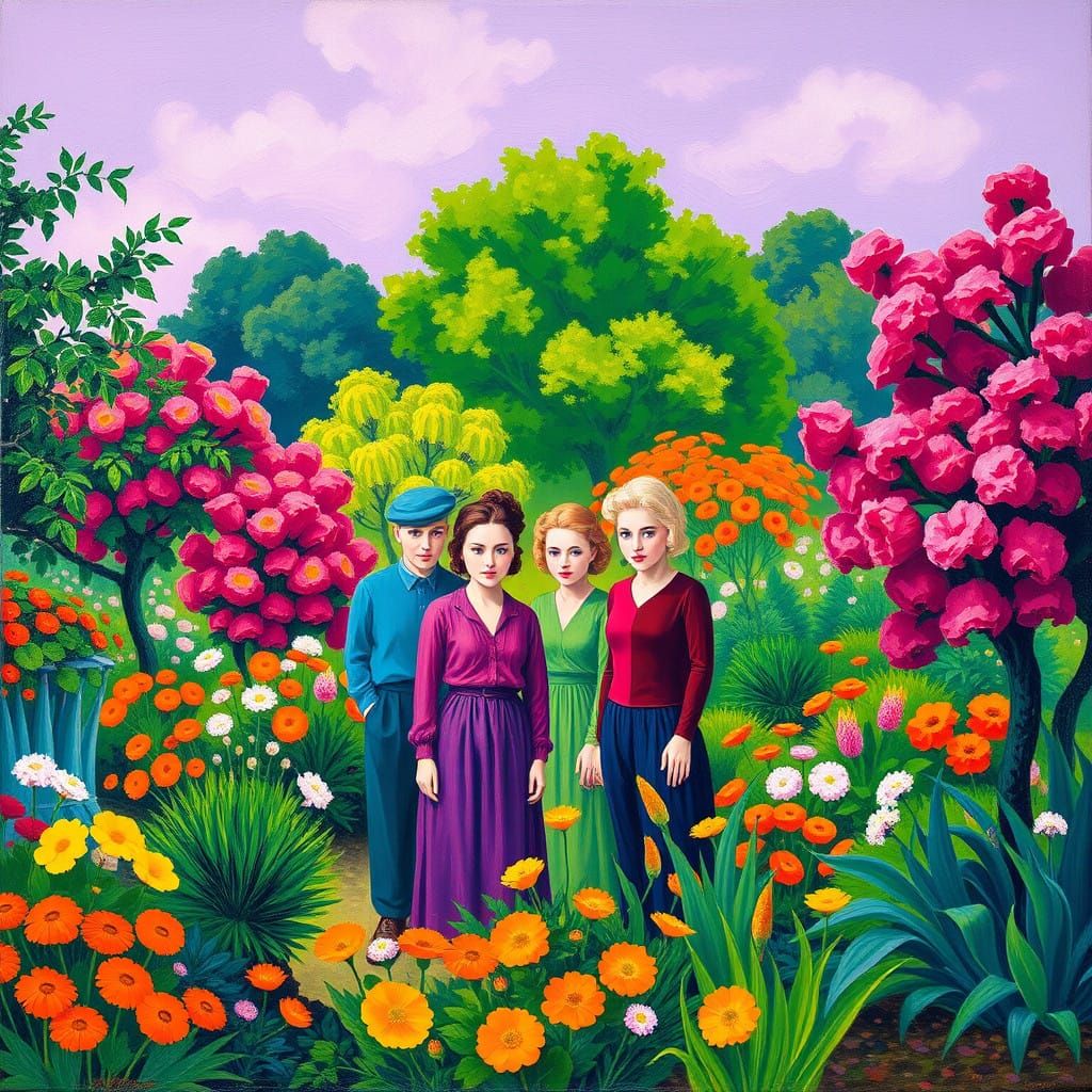Vibrant Garden Scene in Fauvist Style