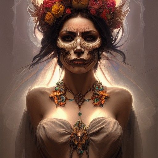 Santa Muerte Portrait in Hyperdetailed Style