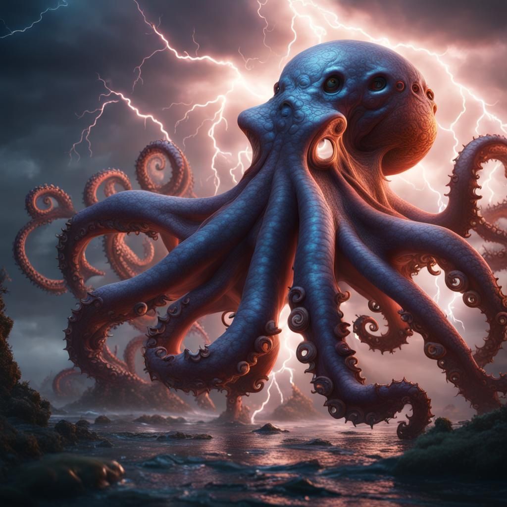 Lightning Octopus: Fantastical Concept Art