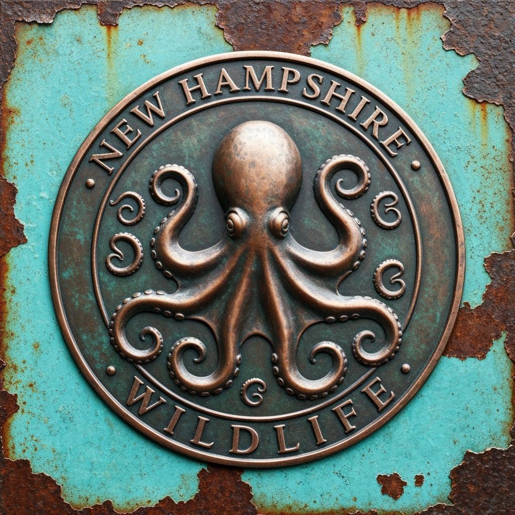 Embossed Bronze Octopus Sculpture with NH Wildlife Text