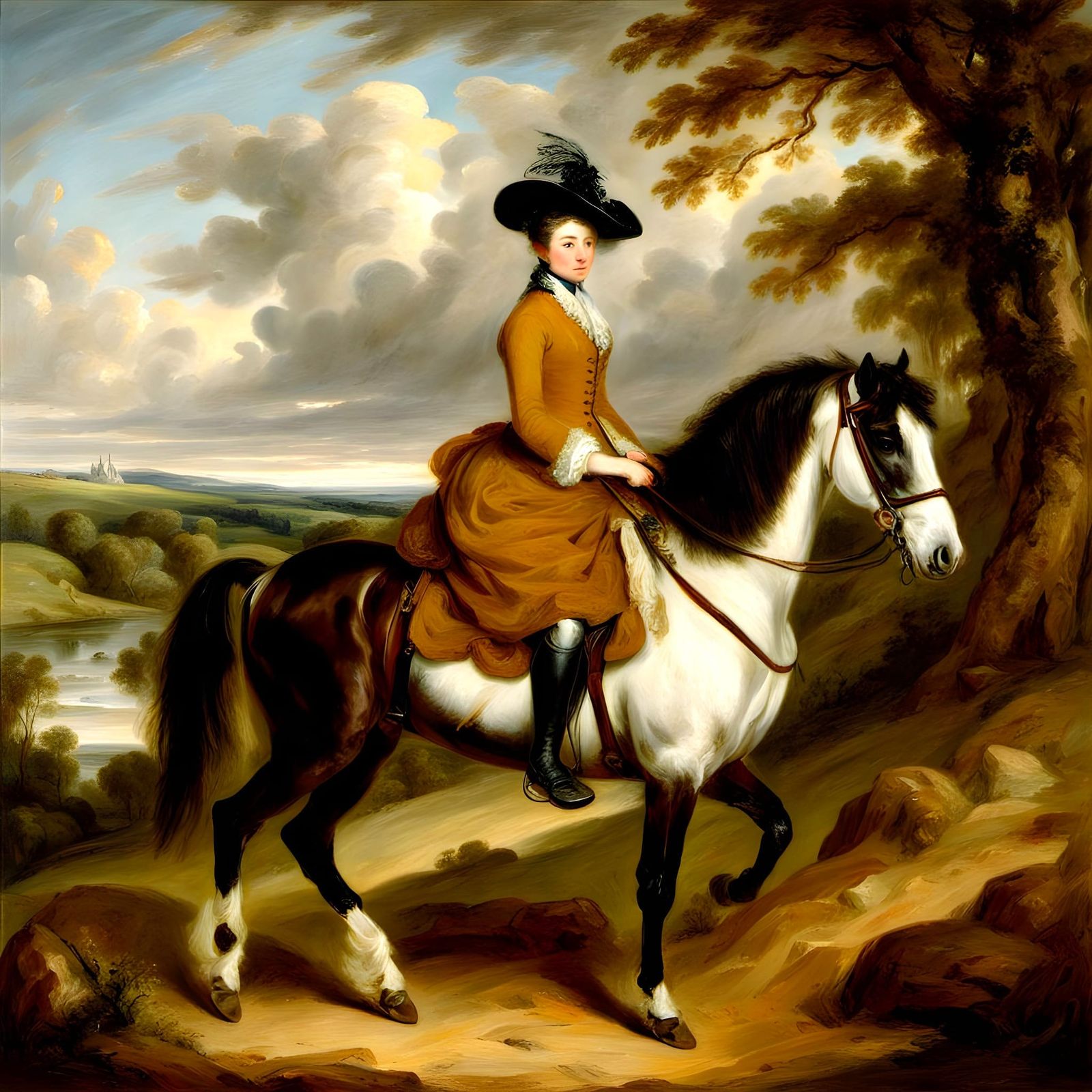 Girl on Shetland in Gainsborough Landscape