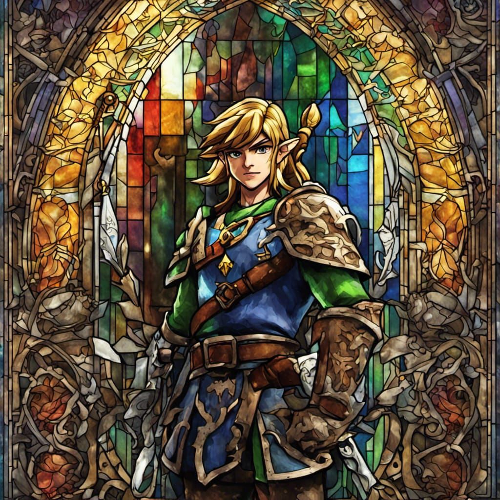 Stained Glass Link: Dark Fantasy Concept Art
