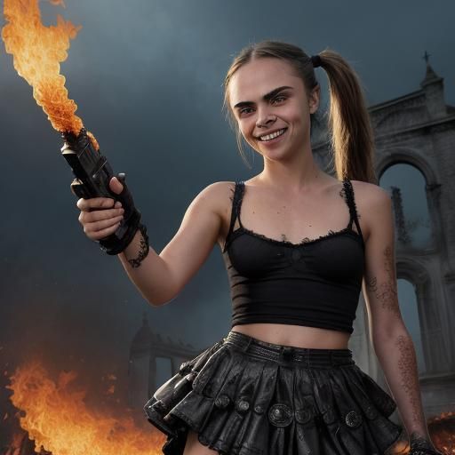 Fiery Gothic Warrior: Hyperrealistic Portrait