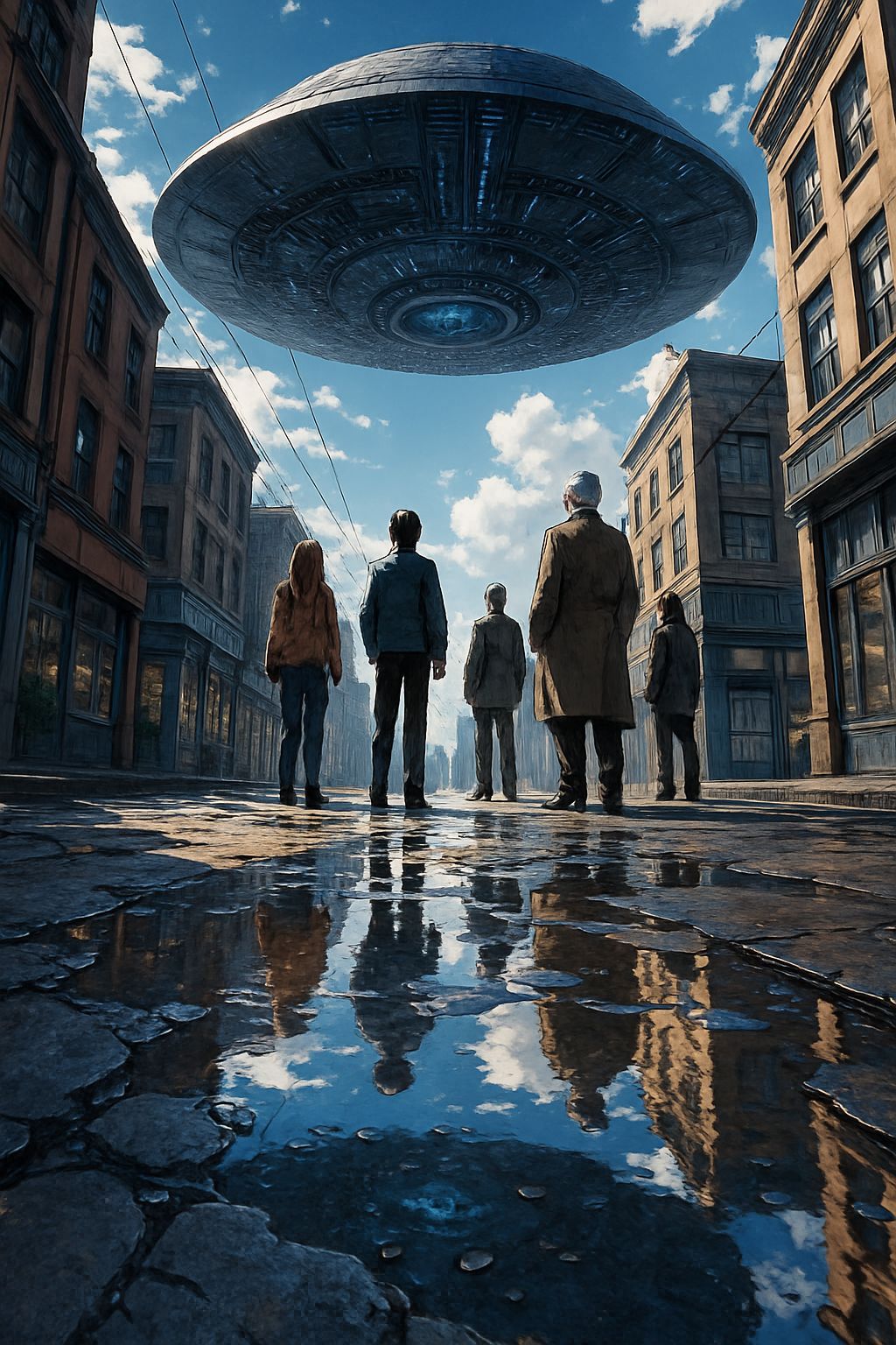 Anime City Gazes Upon Alien Spaceship