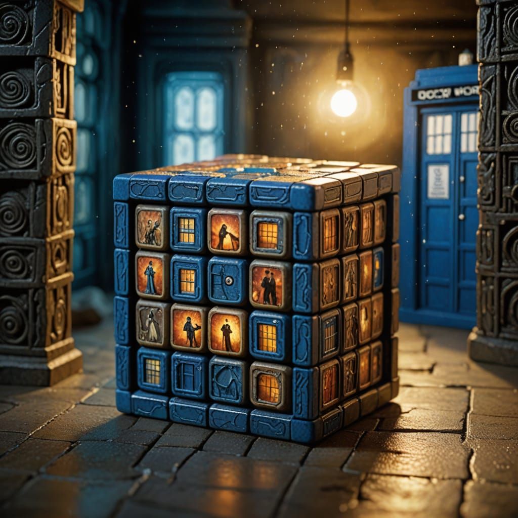 Surrealistic Doctor Who Rubik's Cube Art