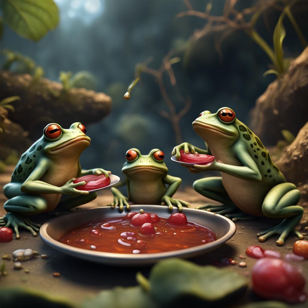 Small Frogs Eating Pickled Toes, Detailed Matte Painting