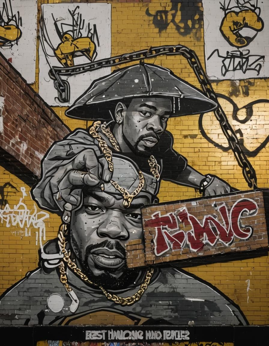 Dynamic Hip Hop Portrait in Street Art Style