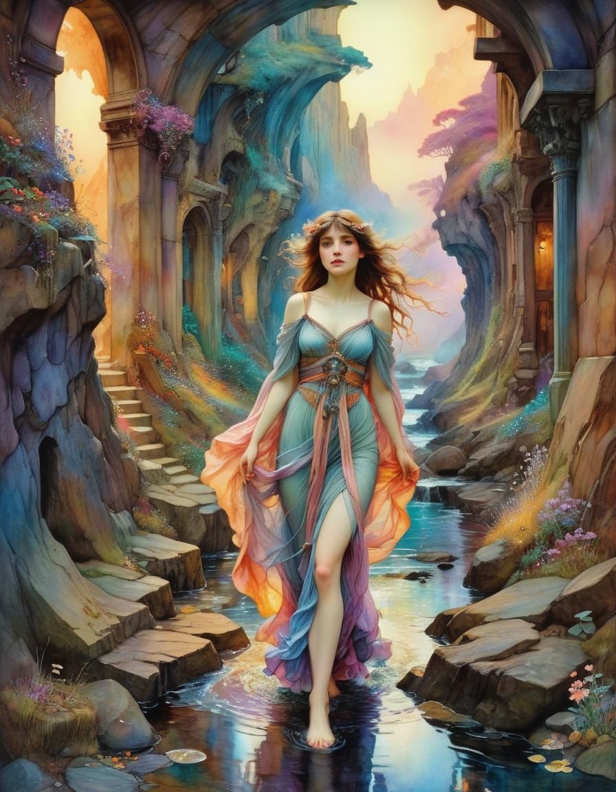 Fractal Expressionist Road to the North, Watercolour