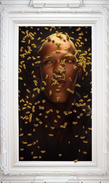 Candyman Portrait with Bees, Hyperdetailed Digital Art