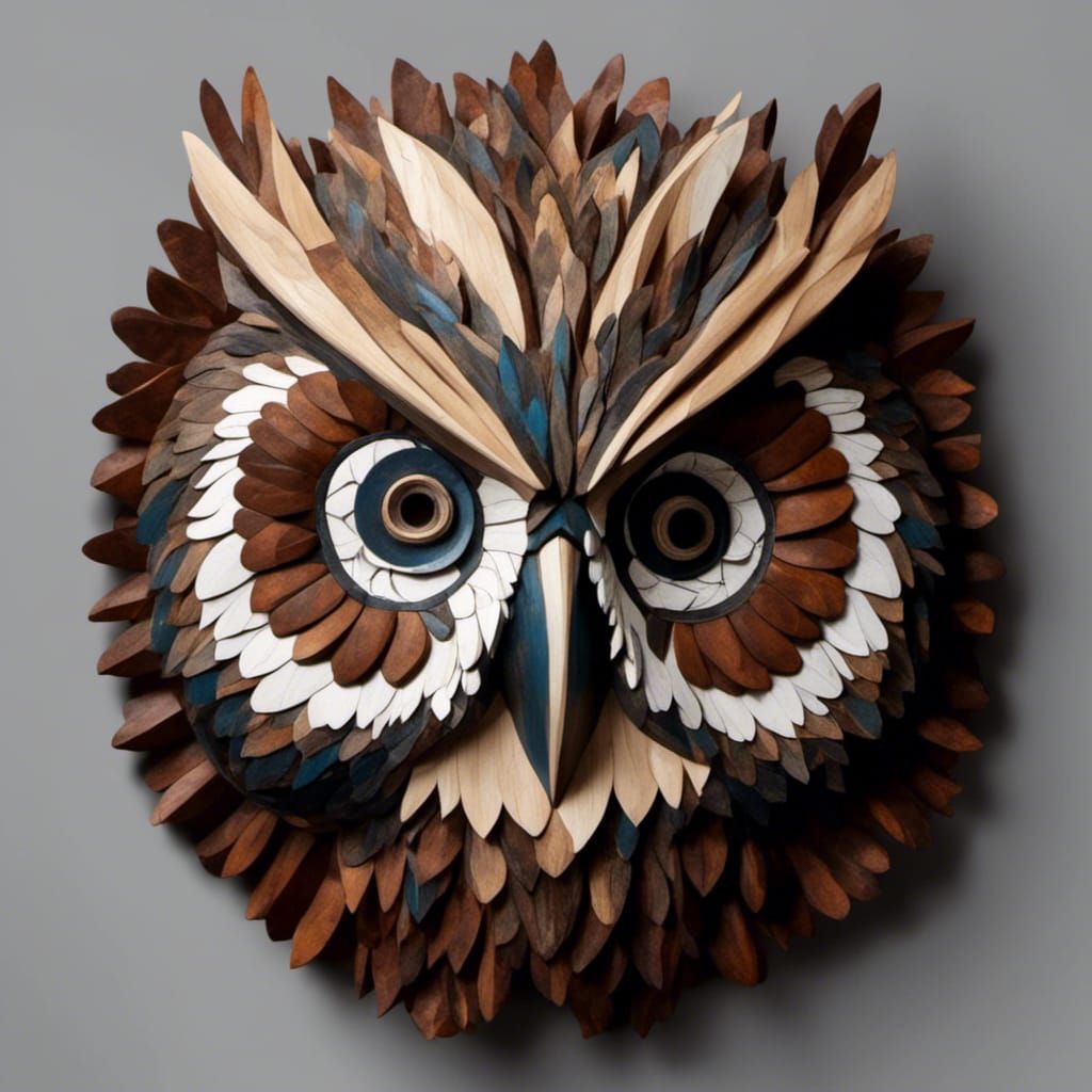 Hyperrealistic Wooden Owl Mask
