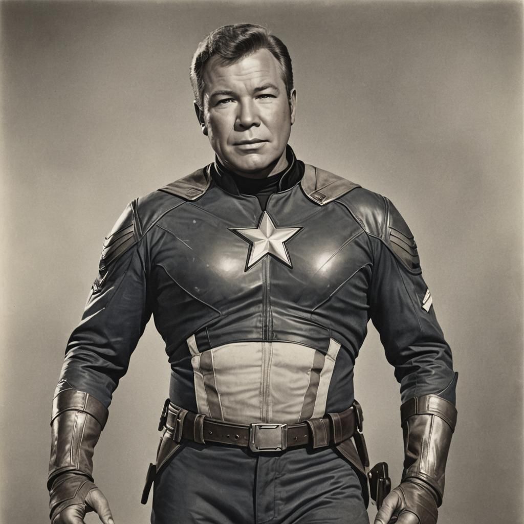William Shatner as Captain America: AI Portrait