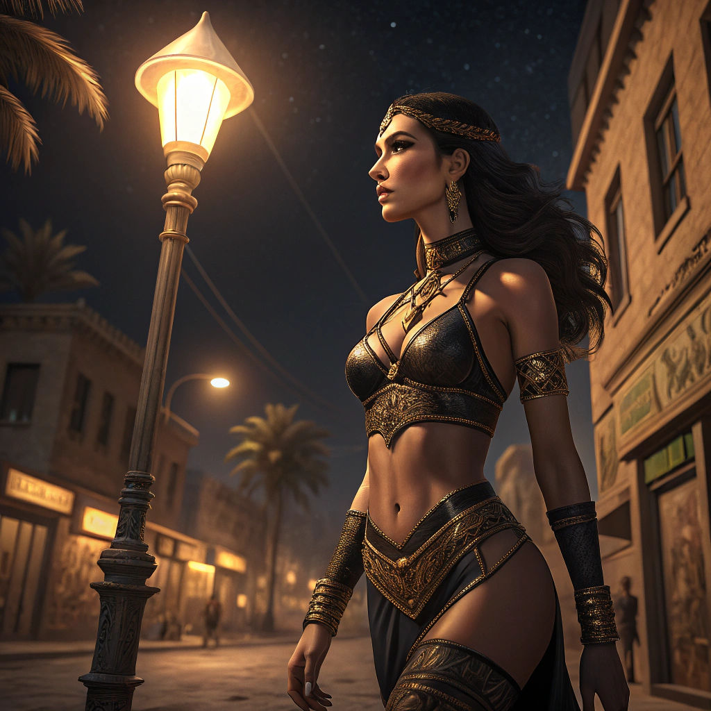 Ishtar as Modern Goddess in Clear Line Style