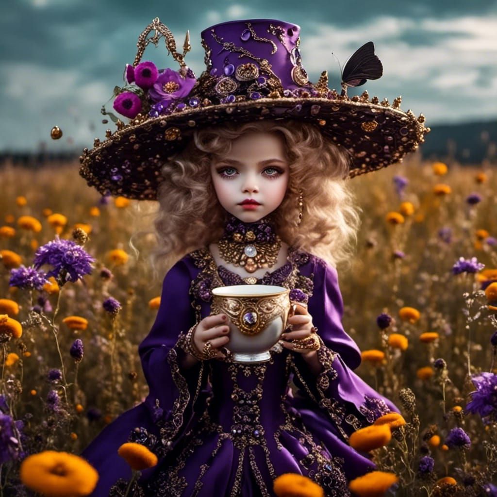 Leopard Witch Chibi in Flower Meadow