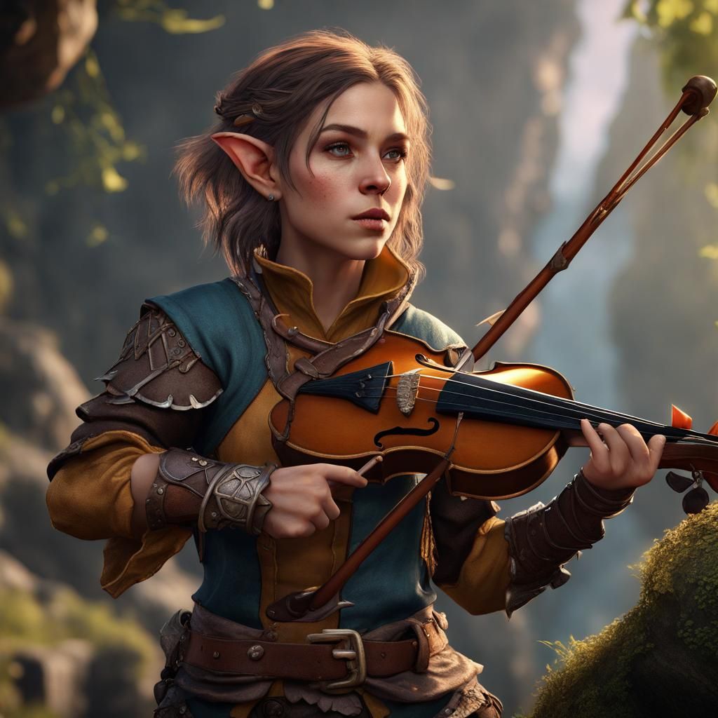 Halfling Bard in Detailed Fantasy Art