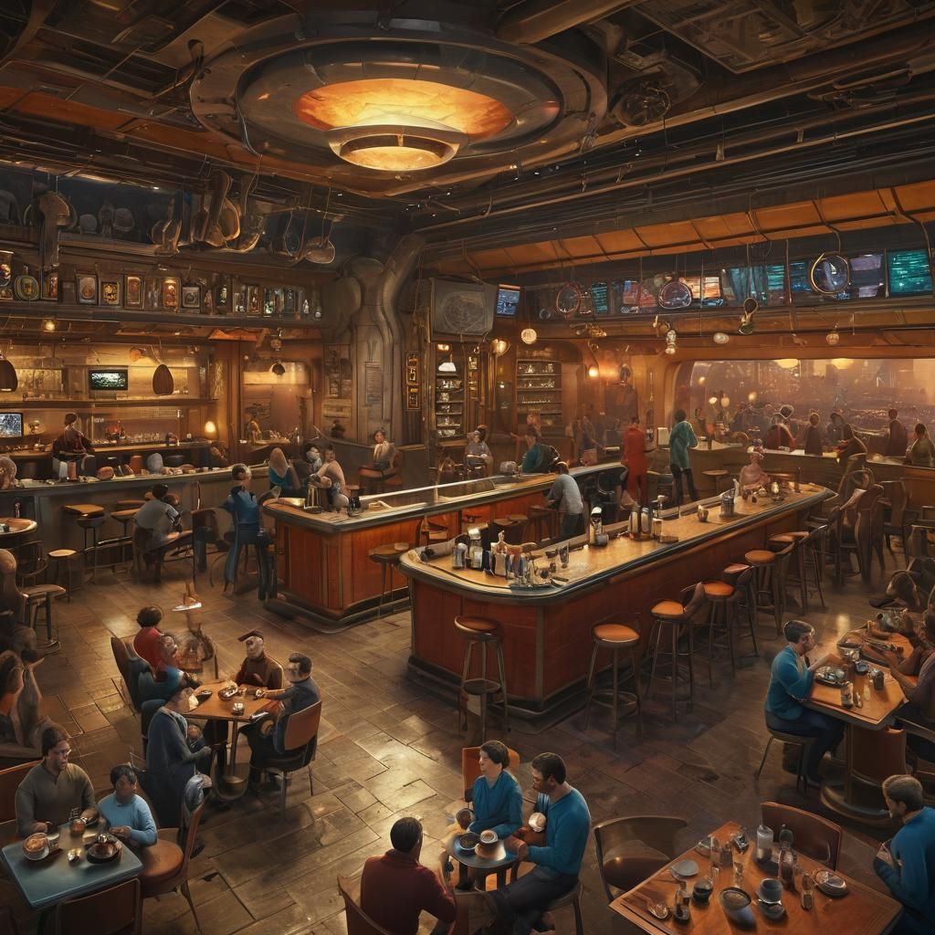 Bustling Star Trek Ten Forward Lounge