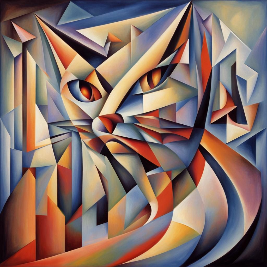 Abstract Cubist Ghost Cat Disintegration