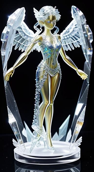 Clear crystal Sculpture of a beautiful angel, clear crystal ...