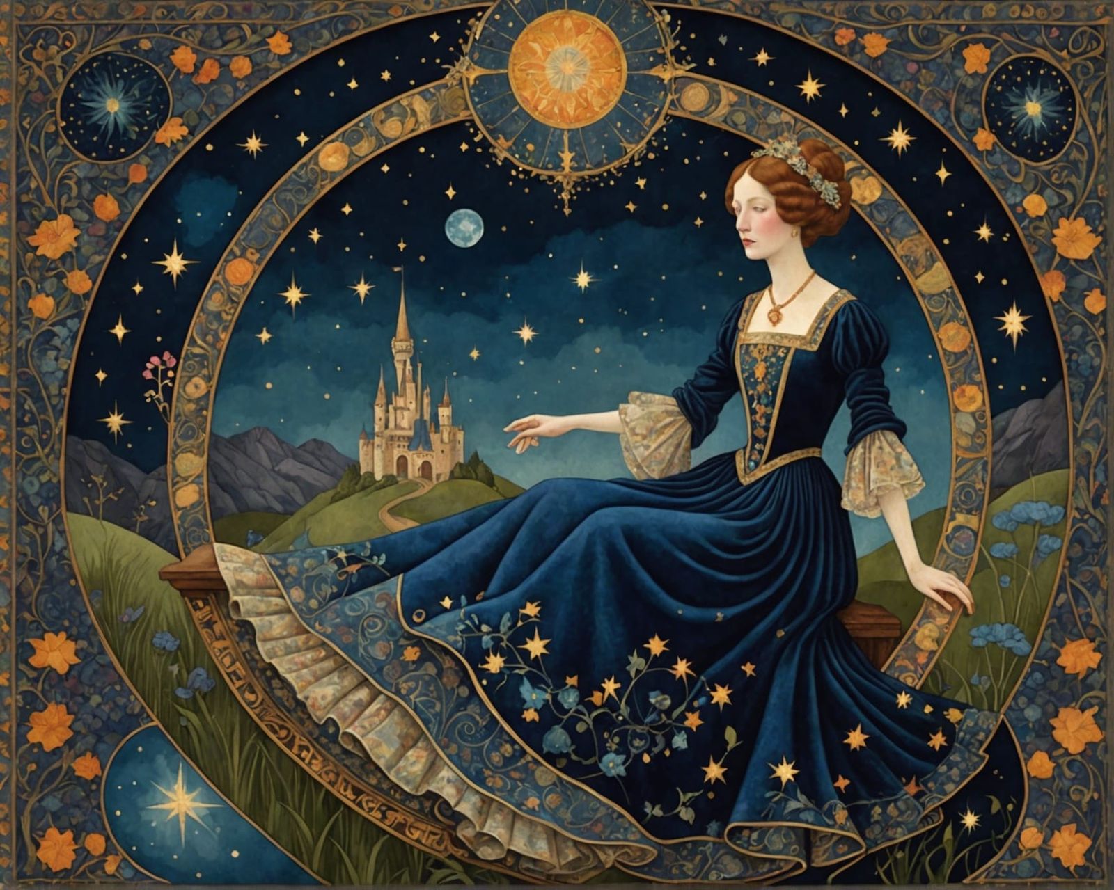 Cosmic Dream in Art Nouveau Style