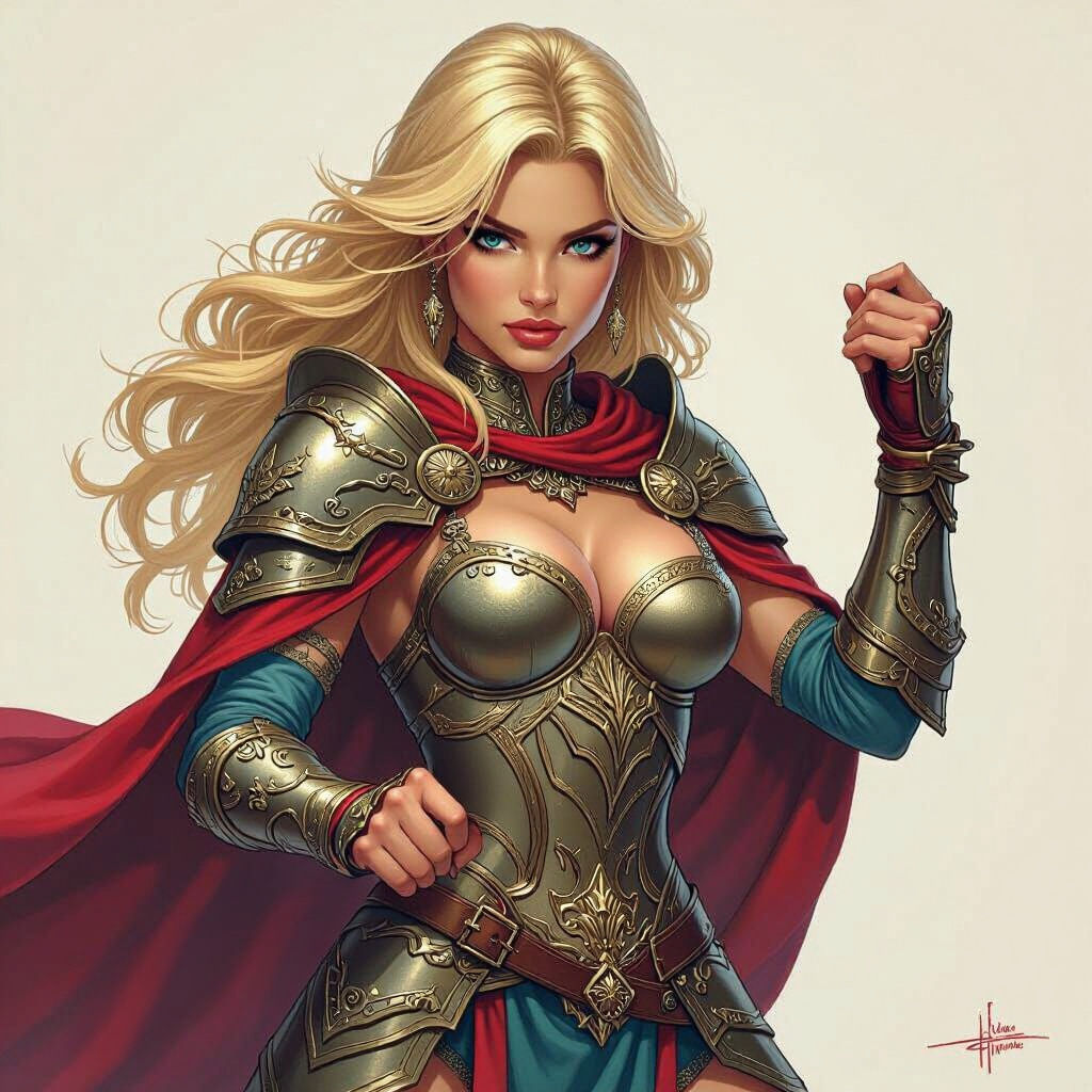 Warrior Princess Draws Sword in Fantasy Armor