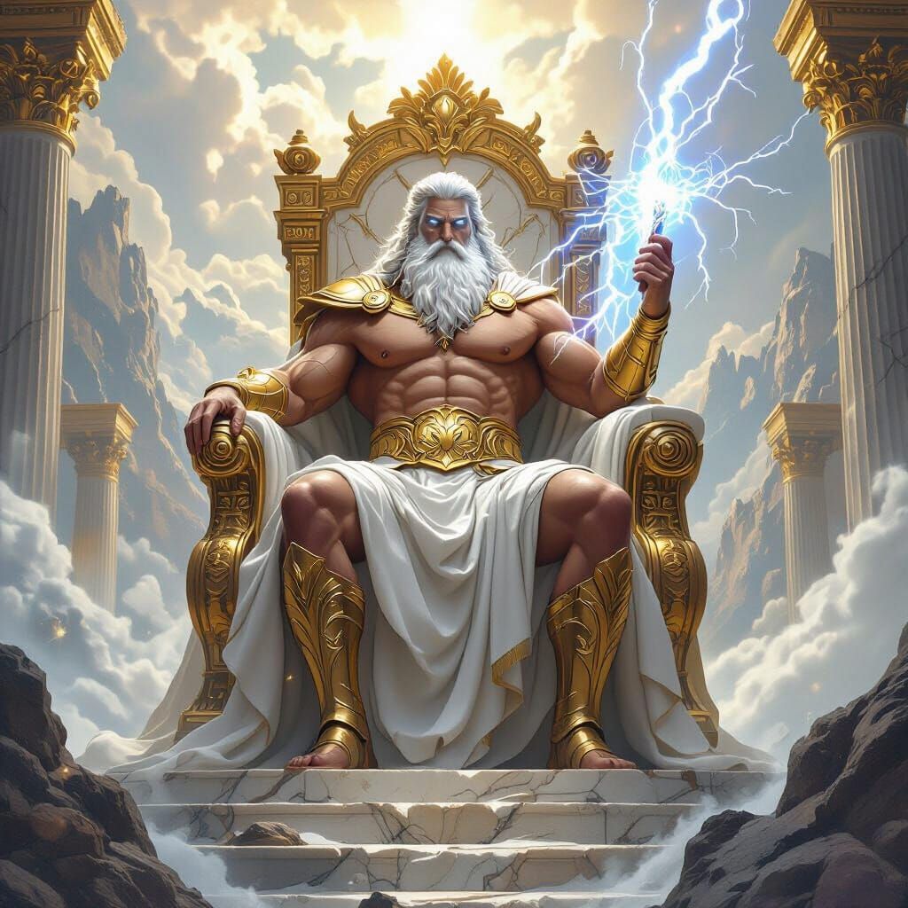 Zeus Commanding Heavens on Mount Olympus