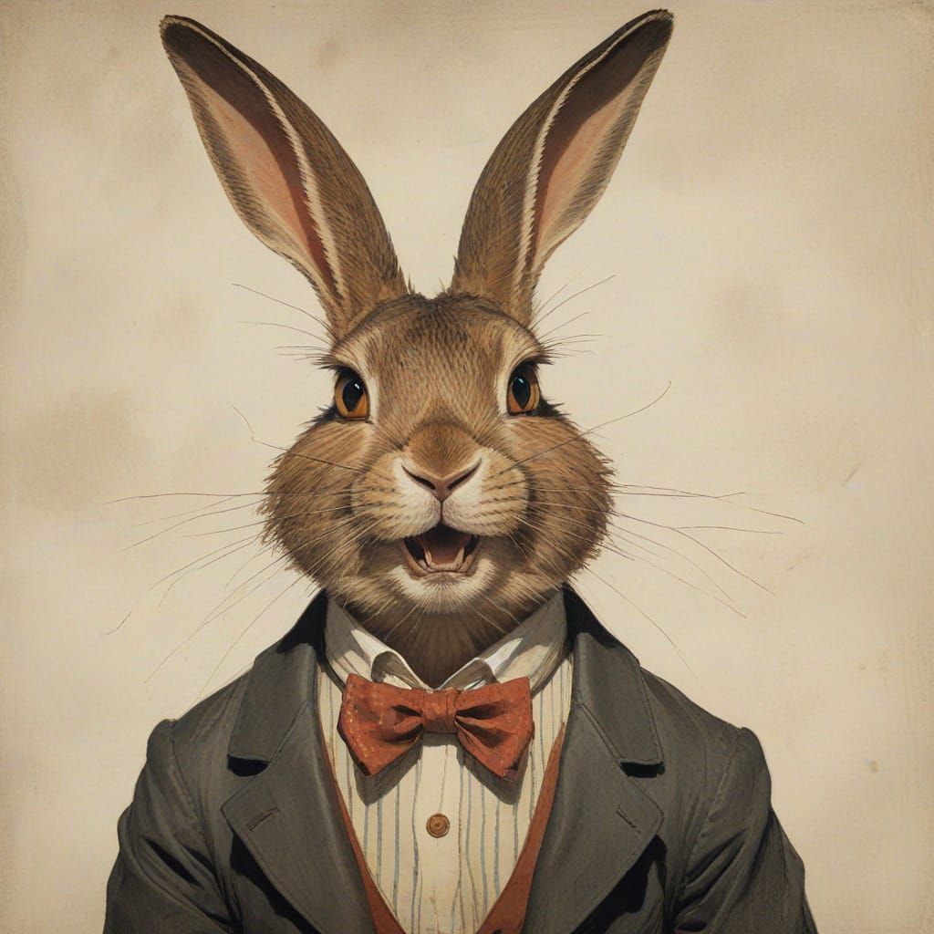Angry Fire Rabbit in Konstantin Korovin Style