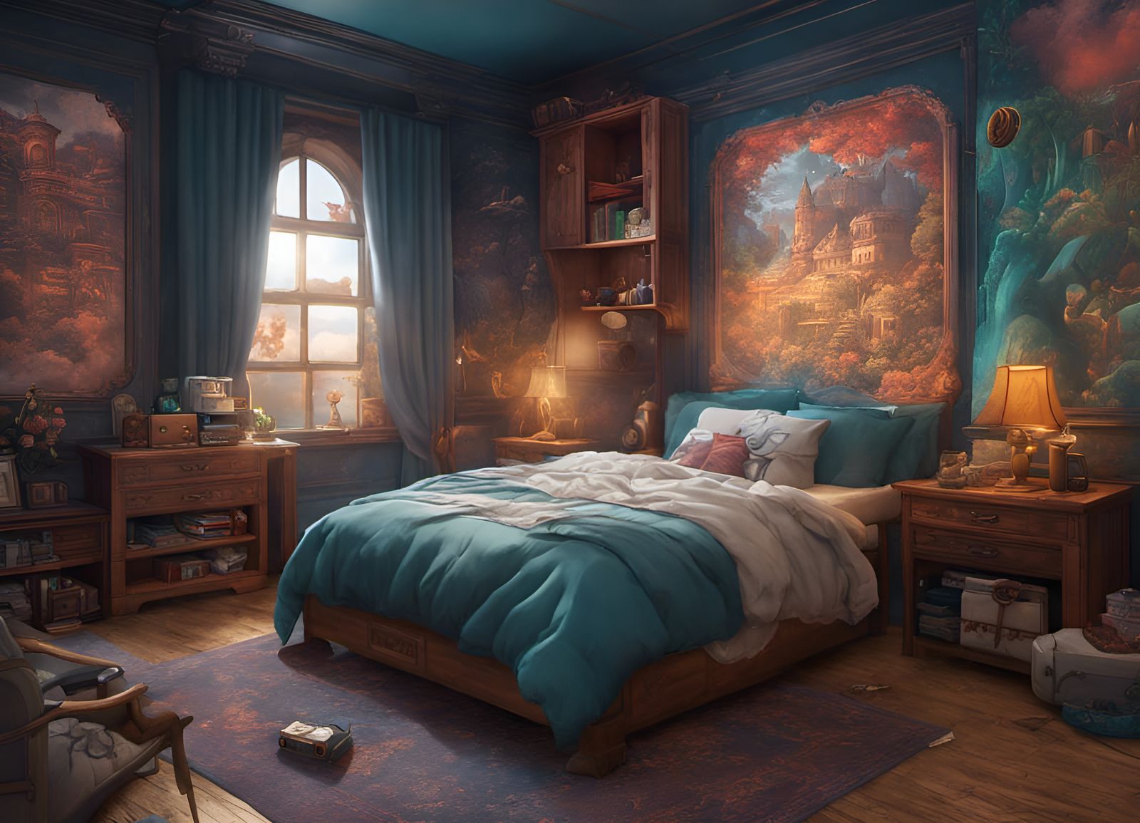 Nintendo Themed Bedroom in Detailed Matte Painting