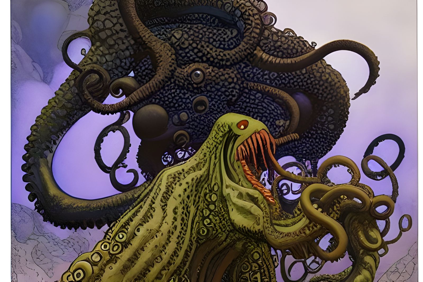 Eldritch Tentacle Beast Watercolor Concept Art