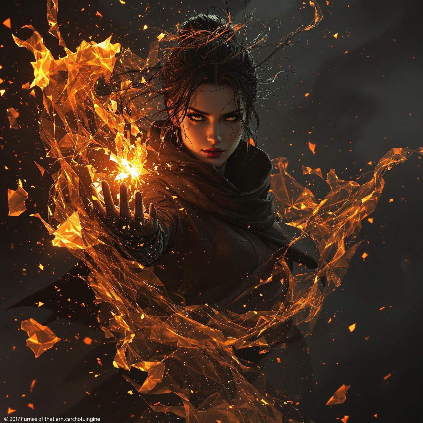 Ethereal Warrior Goddess Tana, Embodied with Fierce Determin...