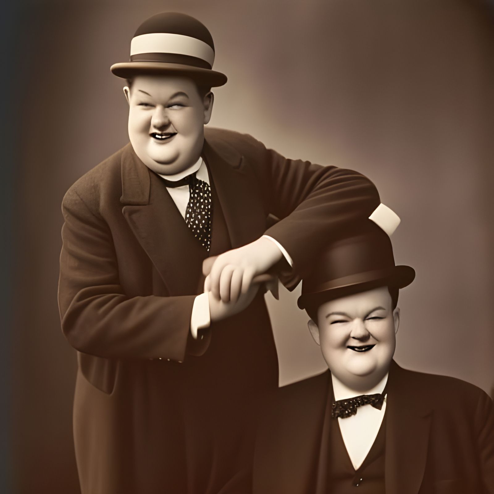 Vintage Laurel and Hardy Sepia Photograph