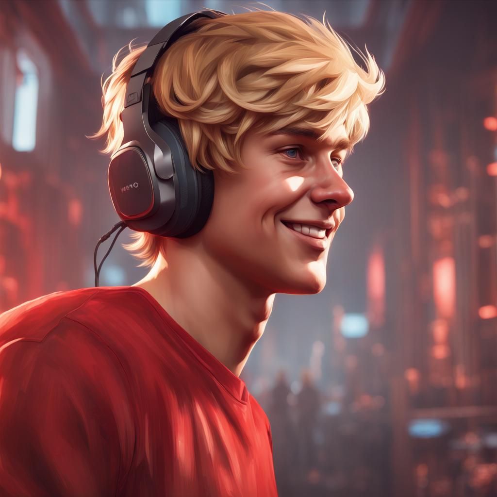 Boy with VR Headset Smiling: Hyperdetailed Portrait