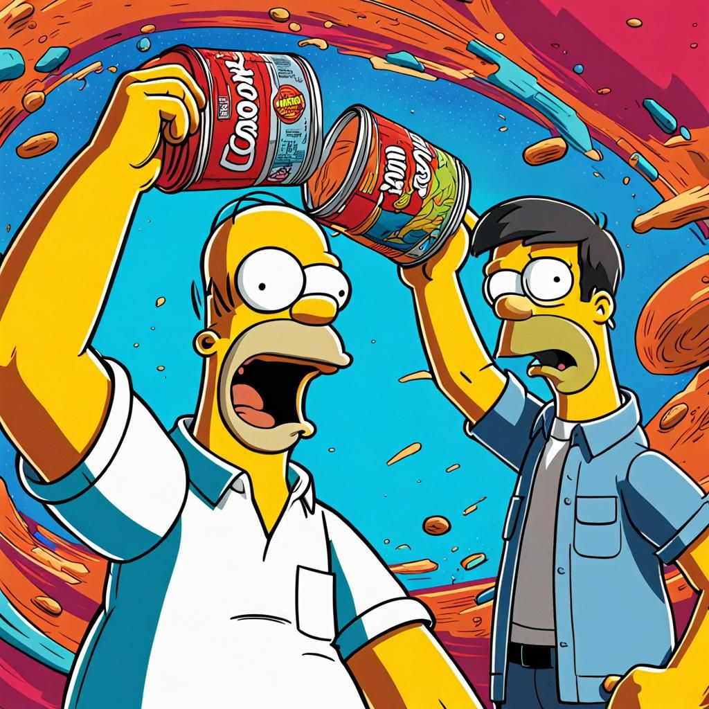 Homer Simpson Throws Can: Cartoon Caricature in Comic Style