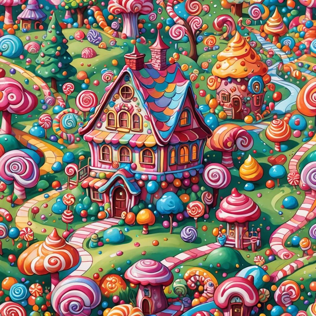 Vibrant Candy House in Candyland Wonderland