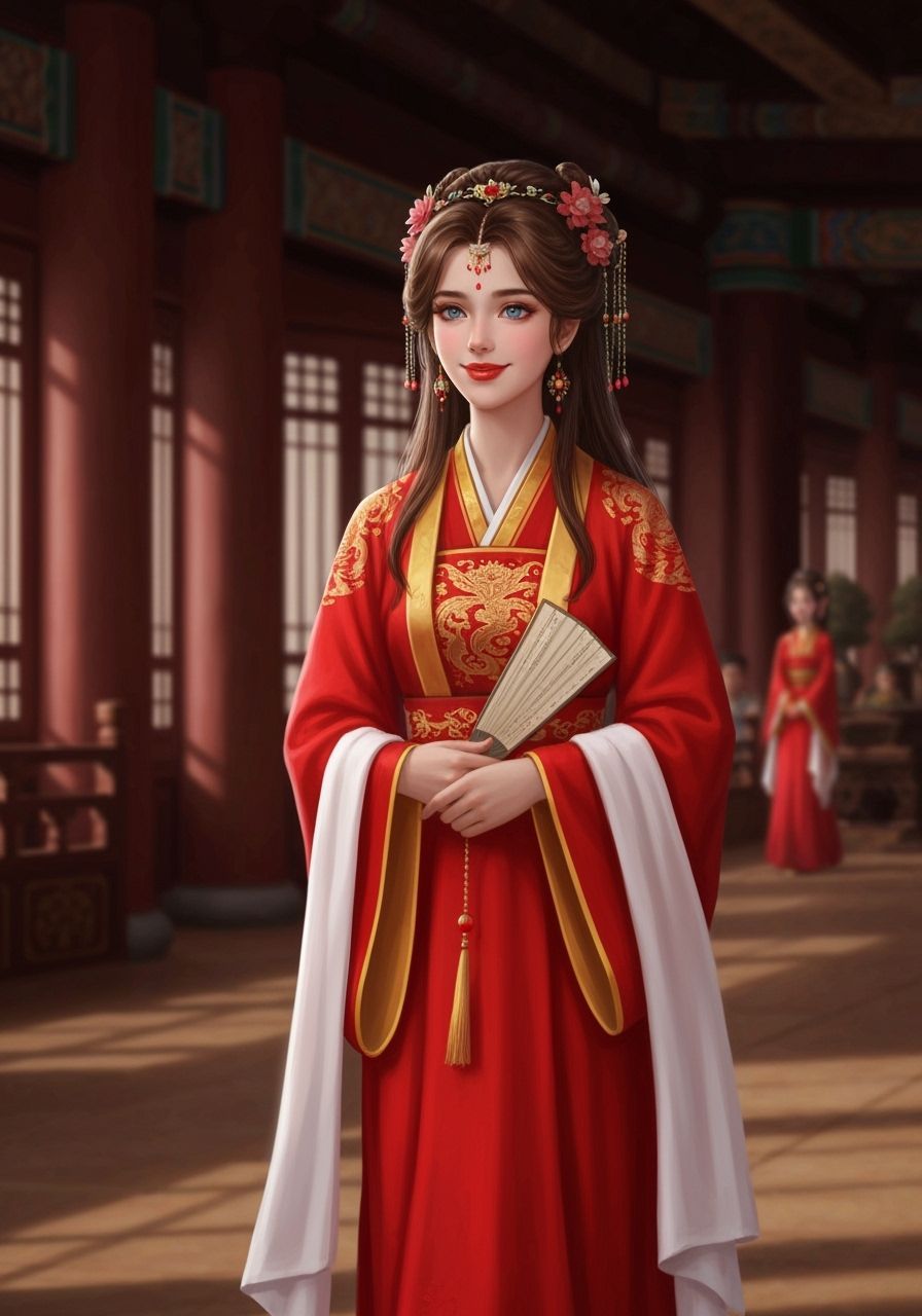 Ancient Chinese Wedding Scene with Young Bride