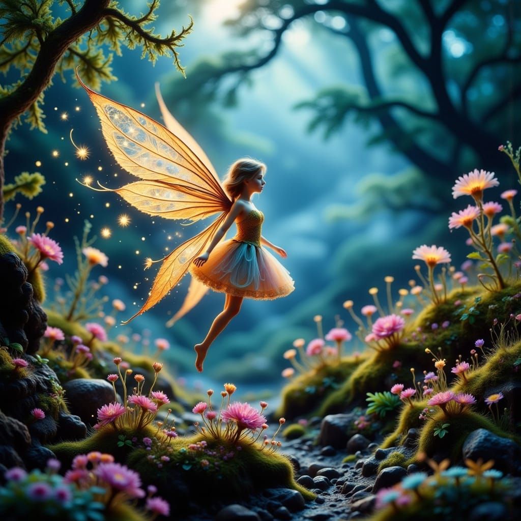 Enchanted Fairy in Sparkling Forest Glade