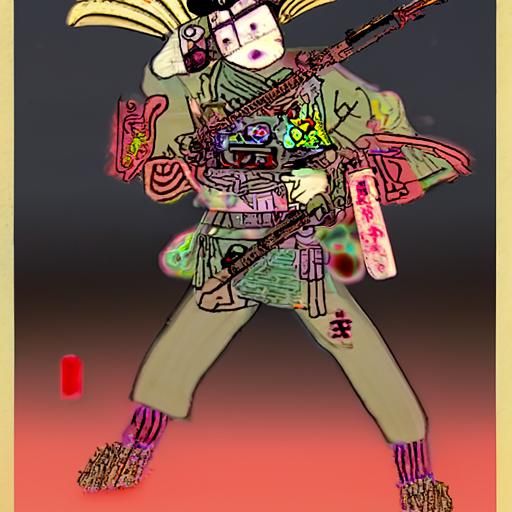 OPIUM WAR ZOMBIE SOLDIER Ukiyo-e Stephen Hillenburg analogous colors fluxus thermal imaging filigree pastels motion blur...