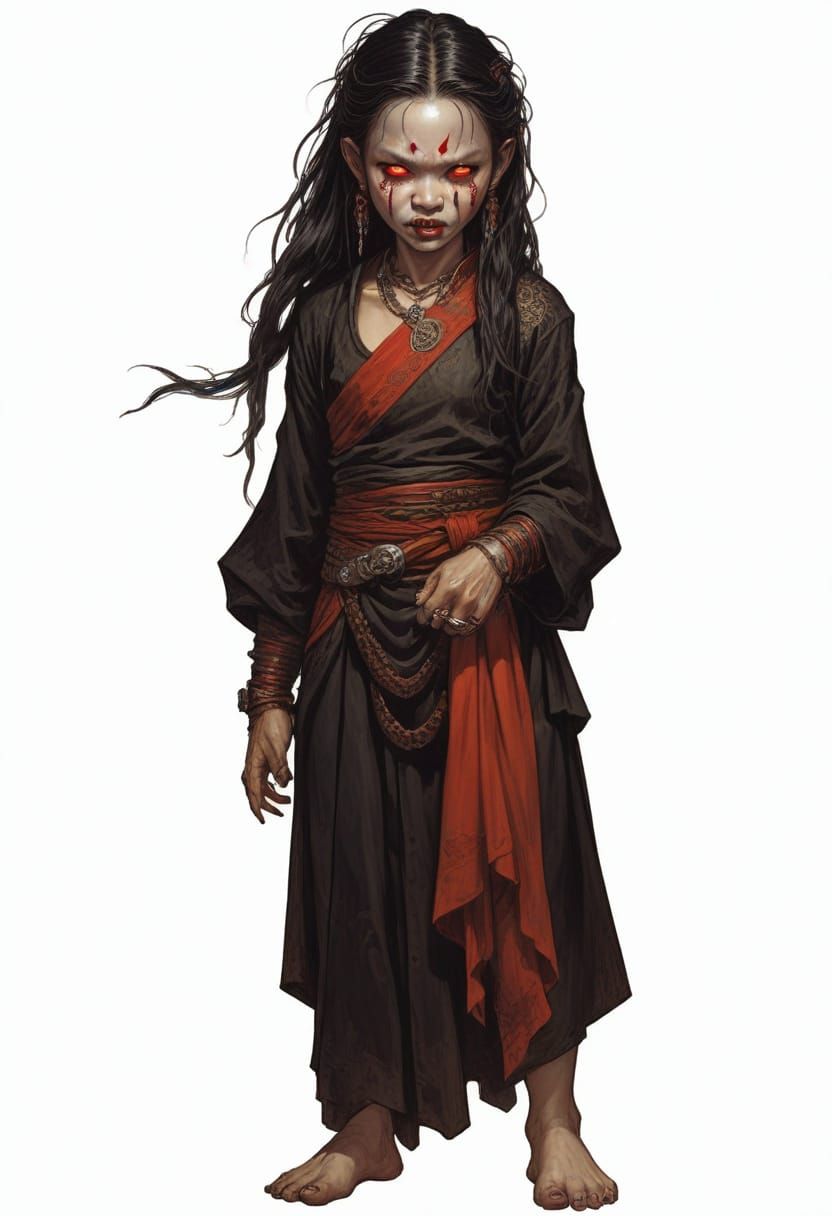Mongolian Vampire Child Illustration