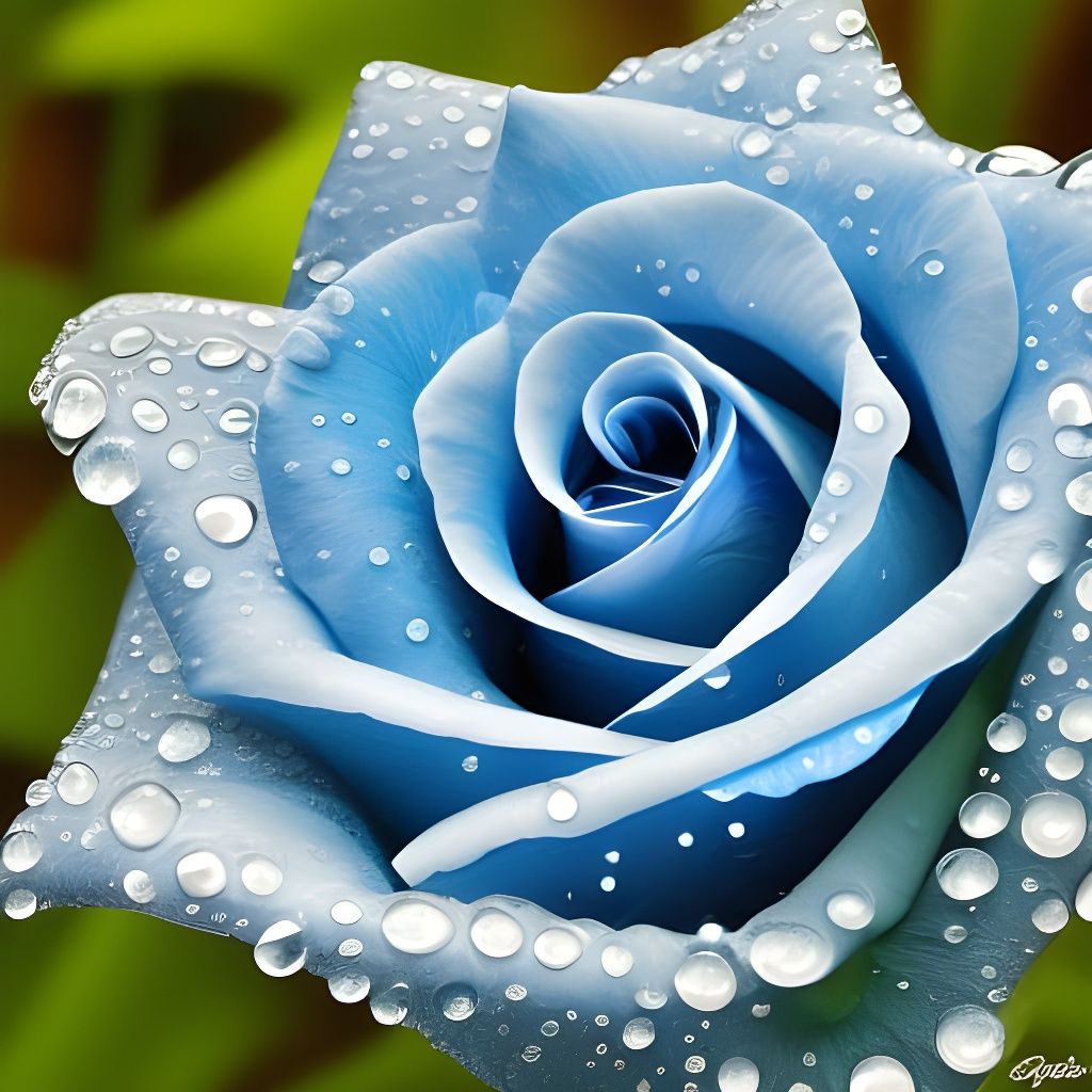 Shimmering Blue Rose with Fractal Details