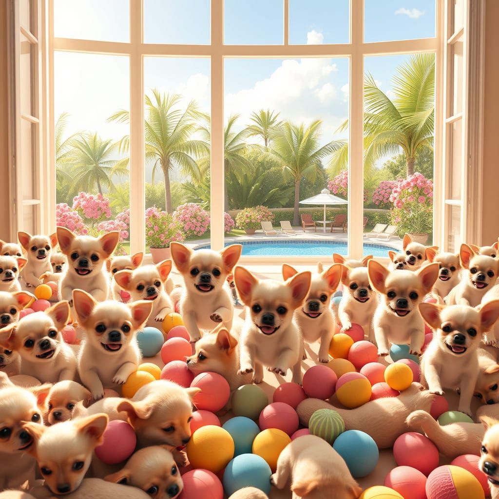 Vibrant Chihuahua Playground in Whimsical Dreamscapes