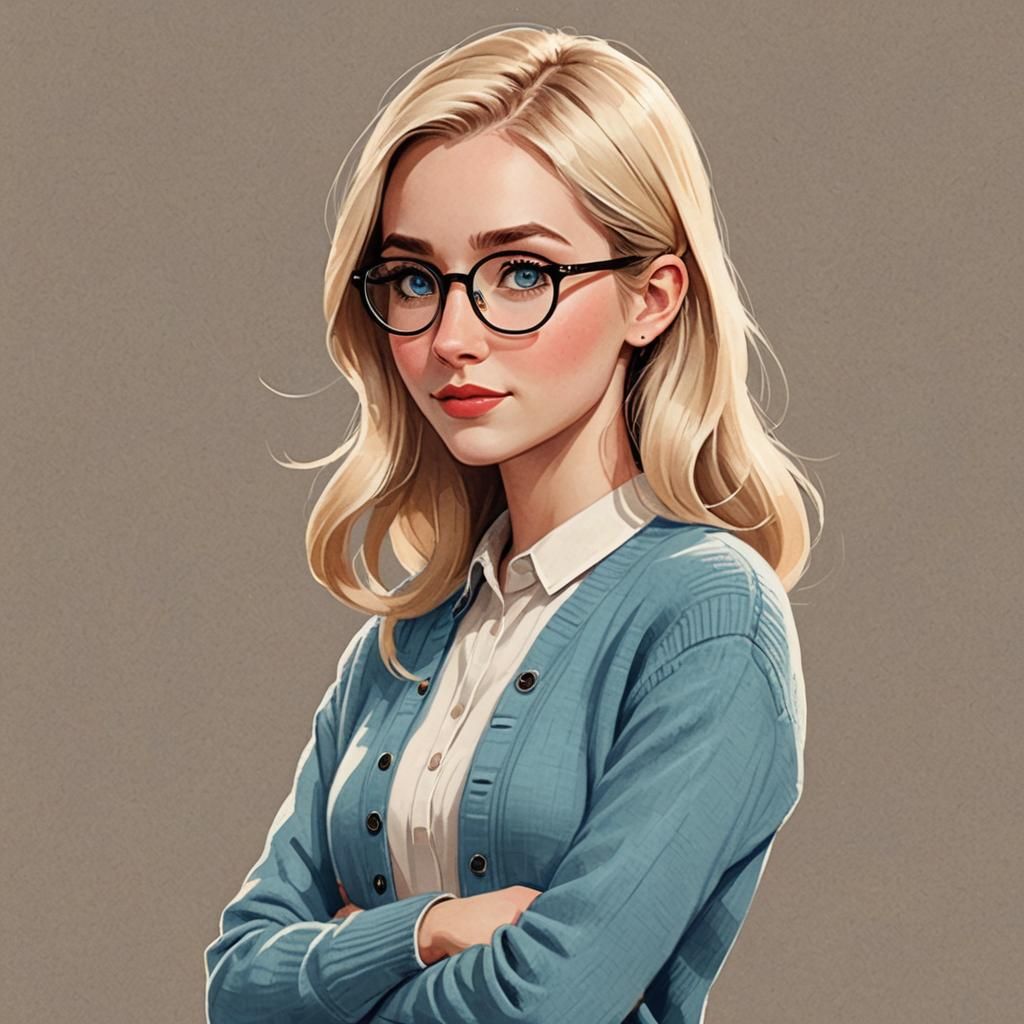 Cute College Girl in Art Deco Disney-Pixar Style