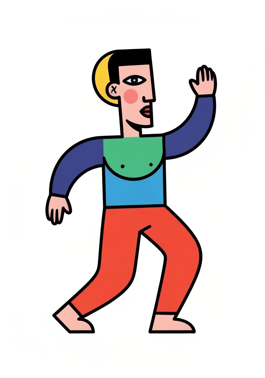 Cubist Human Figure in Modernist Poster Art Style