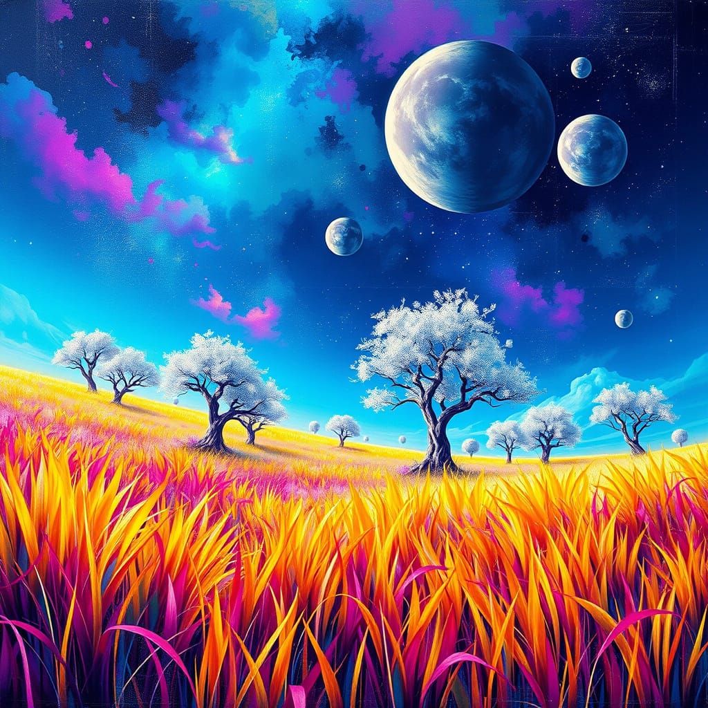 Glowing Dreamscapes in Vibrant Graffiti Style