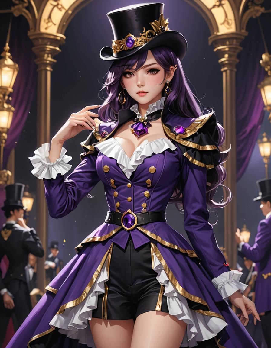Royal Purple Ringmaster Suit in 3D Anime Style