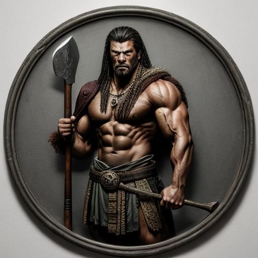 Medallion of a Muscular Man with Axe