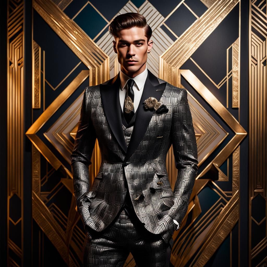 Art Deco Man in High-Fashion Editorial Style