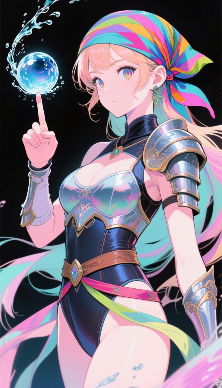 Anime Fantasy Girl Manifesting Water Ball