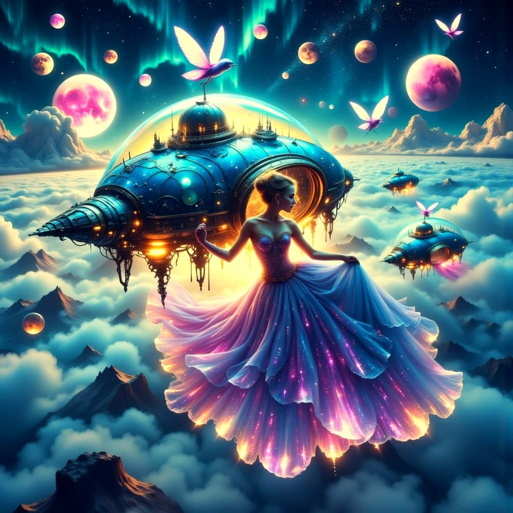 Cinderella's Cybernetic Flight Among Star Family UFOs