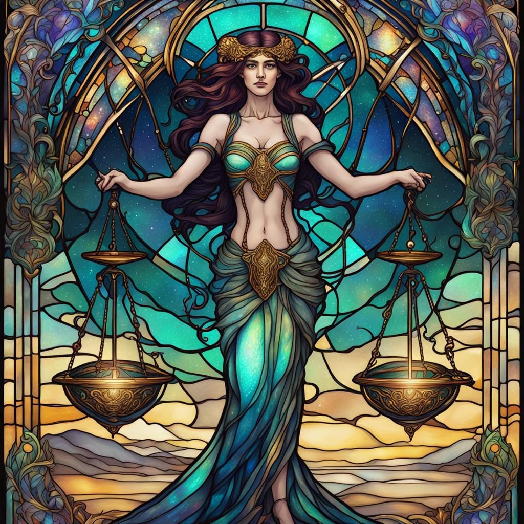 Judgement Tarot Card in Art Nouveau Stained Glass