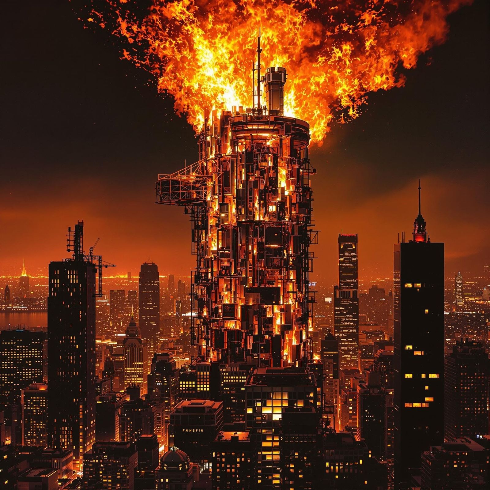 Inferno: High-Rise Building Ablaze