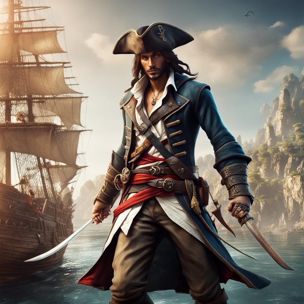 Dynamic Pirate Character Concept Art